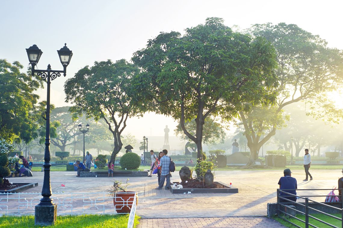 Peaceful atmosphere at Rizal Park in Intramuros